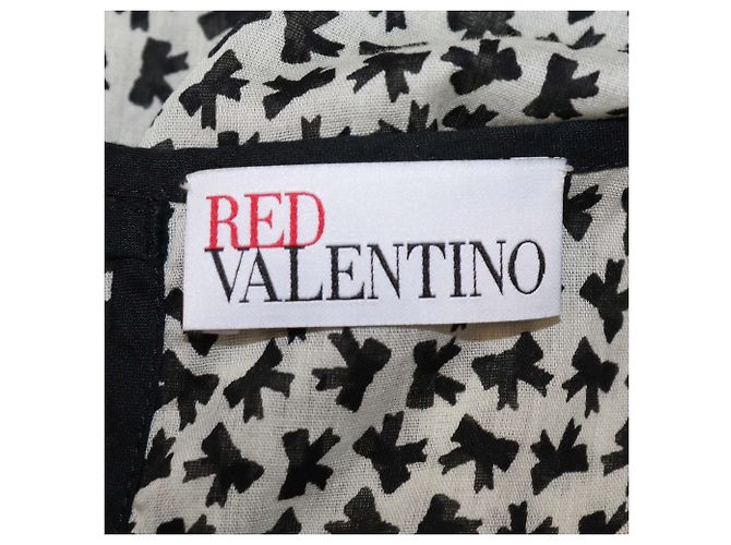 Top sin mangas plisado con estampado de lazo en algodón negro/blanco Red Valentino - vista 4