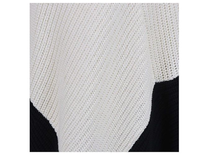 Maje Strick-Poncho Pullover Weiß/Schwarz - Ansicht 4