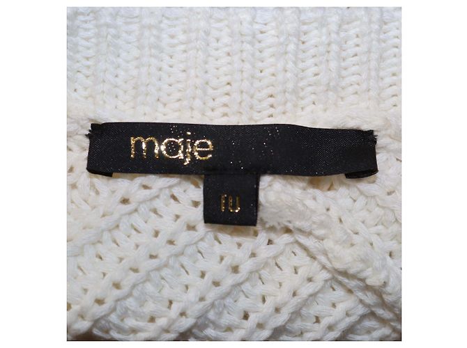 Maje Strick-Poncho Pullover Weiß/Schwarz - Ansicht 5