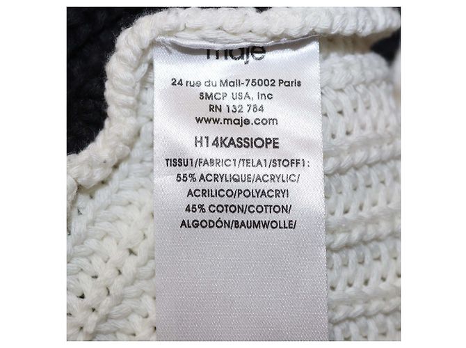 Maje Strick-Poncho Pullover Weiß/Schwarz - Ansicht 6
