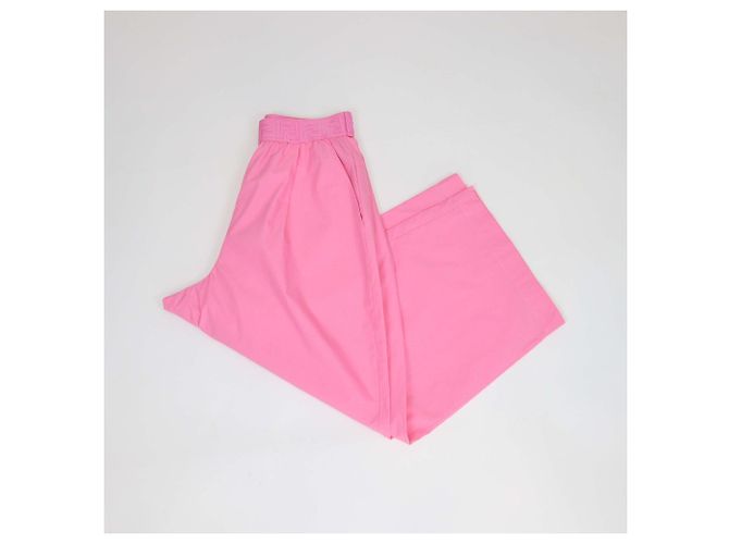 Autre Marque Fendi Kids weite Hose aus rosa Baumwollmischung mit FF-Elastikbund Pink - Ansicht 3