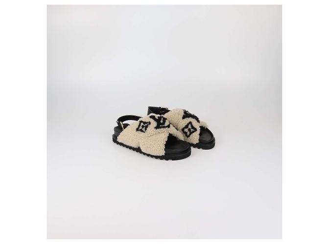 Sandali bassi Paseo Comfort in shearling Beige/Black Louis Vuitton Nero - vista 2