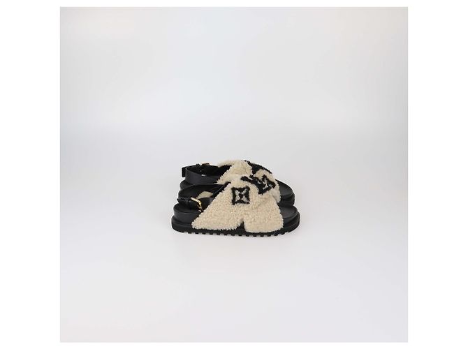 Sandali bassi Paseo Comfort in shearling Beige/Black Louis Vuitton Nero - vista 3