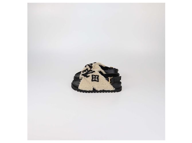 Sandali bassi Paseo Comfort in shearling Beige/Black Louis Vuitton Nero - vista 4