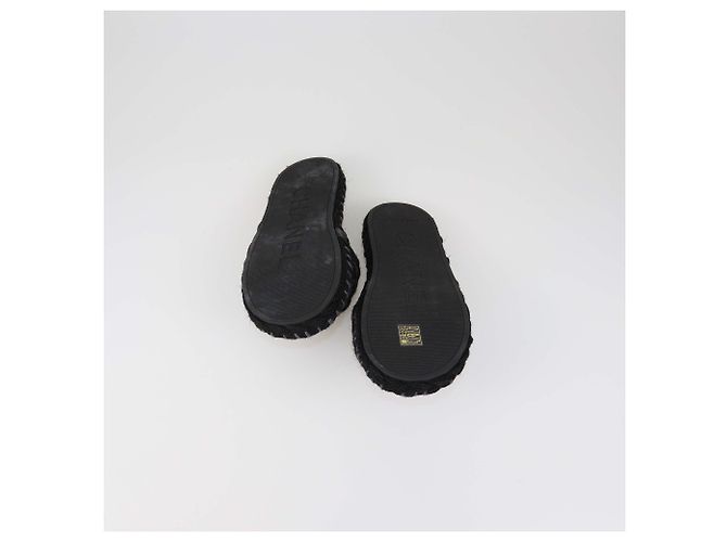 Ciabatte basse Chanel in tessuto intrecciato CC Nero/Grigio - vista 6