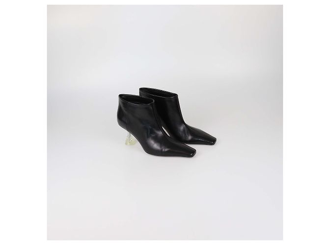 Céline Celine Black Leather Clear Spiked Heel Booties - view 2