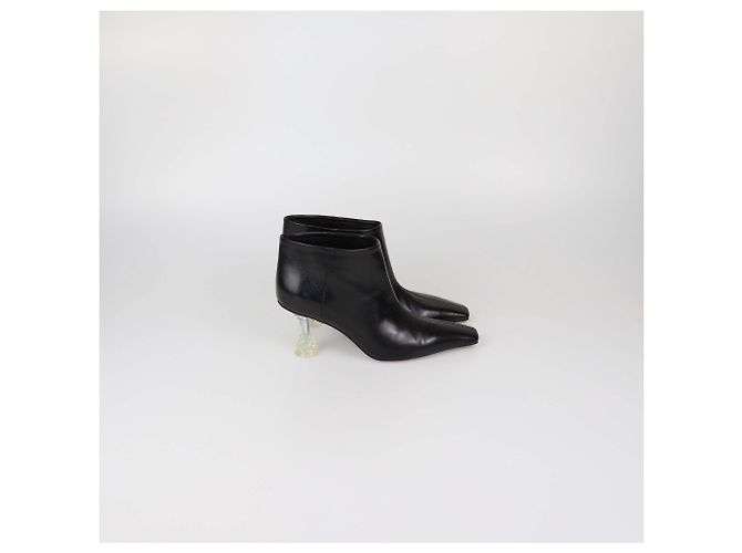 Céline Celine Black Leather Clear Spiked Heel Booties - view 3