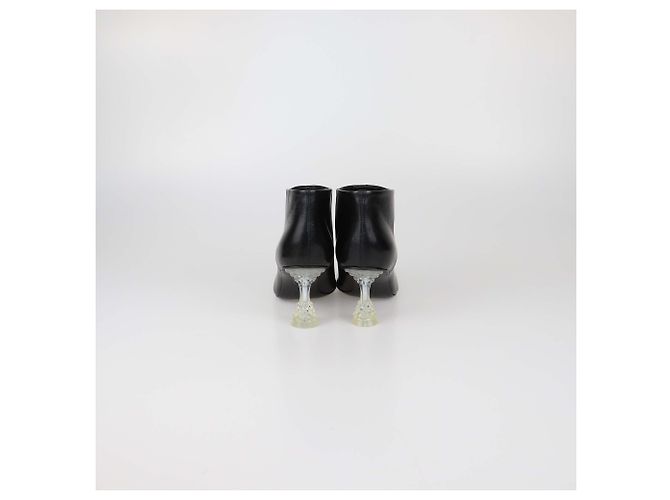 Céline Celine Black Leather Clear Spiked Heel Booties - view 5
