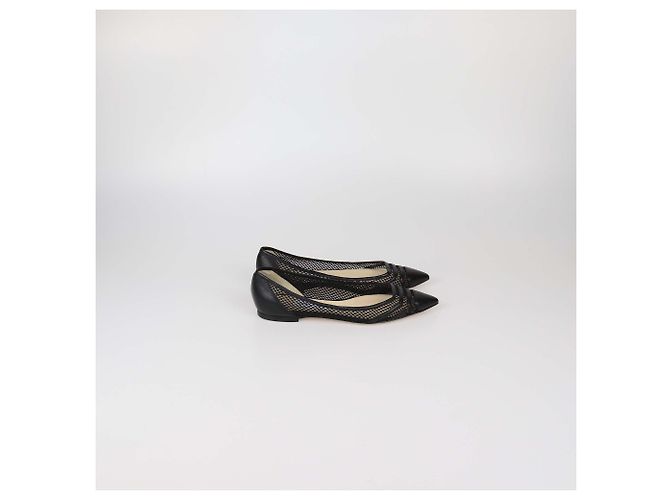 Jimmy Choo Ballerine a punta in nylon mesh nero e pelle - vista 3