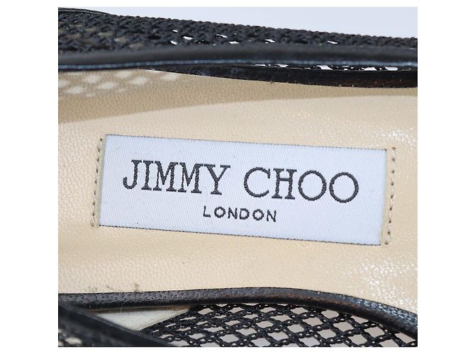 Jimmy Choo Ballerine a punta in nylon mesh nero e pelle - vista 6