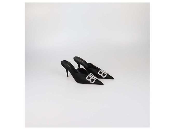 Mules BB Balenciaga in raso nero e cristalli - vista 2