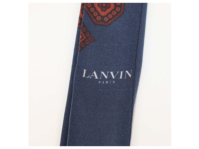 Sciarpa in seta Lanvin blu navy/rosso con decorazioni in cristallo - vista 3
