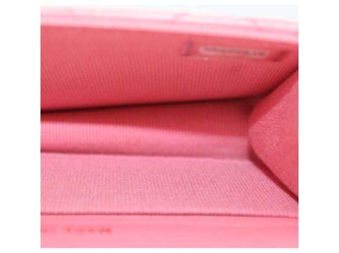 Tarjetero Chanel de piel acolchada rosa con gancho CC - vista 6