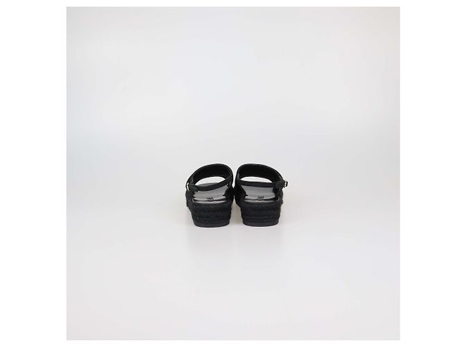 Sandali Espadrilles Slingback Chanel in tela nera con CC in cristallo Nero - vista 5
