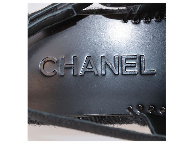 Sandali Espadrilles Slingback Chanel in tela nera con CC in cristallo Nero - vista 6