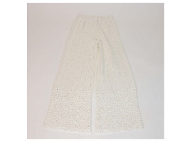 Maje weite Crochet-Hose aus weißer Baumwolle mit elastischem Bund - Ansicht 2