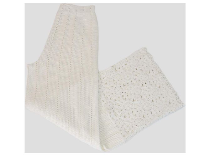 Maje weite Crochet-Hose aus weißer Baumwolle mit elastischem Bund - Ansicht 3