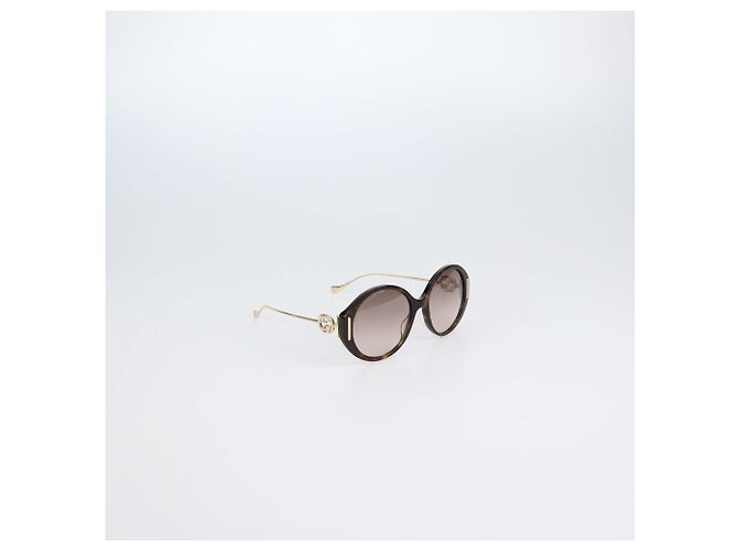 Gafas de sol redondas Gucci Brown Tortoise Gradient GG Castaño - vista 2