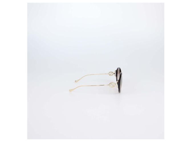 Gafas de sol redondas Gucci Brown Tortoise Gradient GG Castaño - vista 3