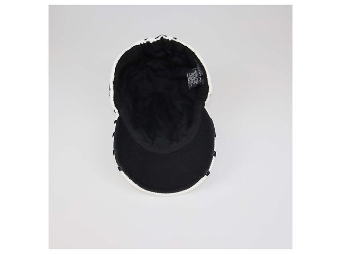 Cappellino da baseball Chanel Coco in cotone bianco/nero - vista 5