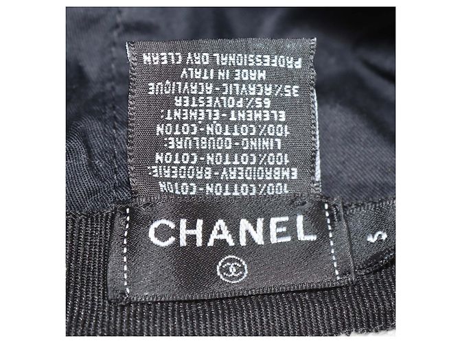 Cappellino da baseball Chanel Coco in cotone bianco/nero - vista 6