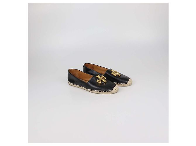 Tory Burch Espadrillas Basse con Zeppa Ines in Pelle Nera Nero - vista 2