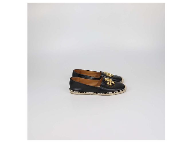 Tory Burch Espadrillas Basse con Zeppa Ines in Pelle Nera Nero - vista 3