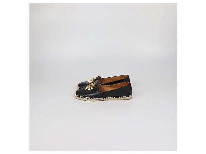 Tory Burch Espadrillas Basse con Zeppa Ines in Pelle Nera Nero - vista 4