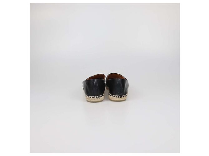 Tory Burch Espadrillas Basse con Zeppa Ines in Pelle Nera Nero - vista 5