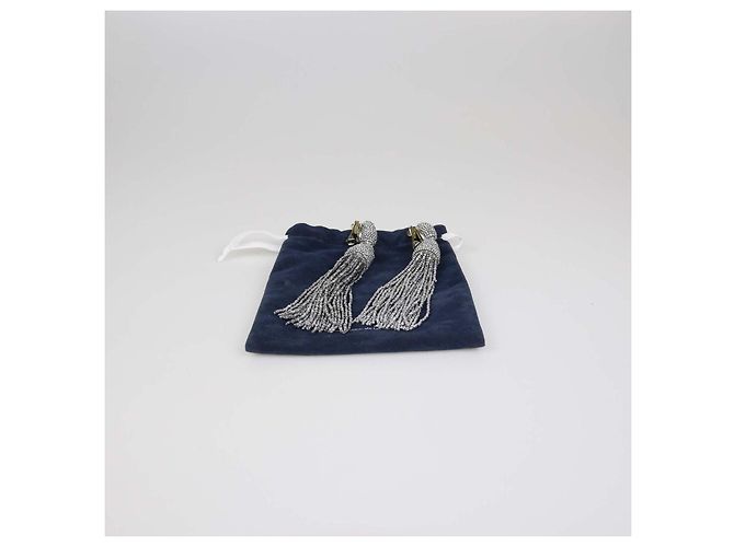 Orecchini a clip Oscar De La Renta Beaded Classic Short tassel Argento - vista 6