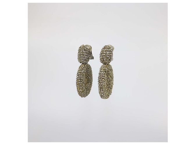 Orecchini a clip pendenti con perline bronze Oscar De La Renta Bronzo - vista 2