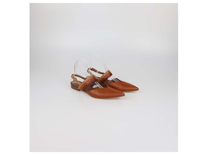 Autre Marque Décolleté slingback basse Maisie in pelle marrone Malone Souliers - vista 2