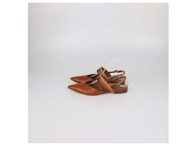 Autre Marque Décolleté slingback basse Maisie in pelle marrone Malone Souliers - vista 4