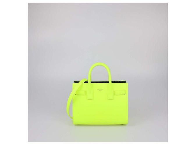 Saint Laurent Sac De Jour Tote Nano Classic in pelle verde neon - vista 2
