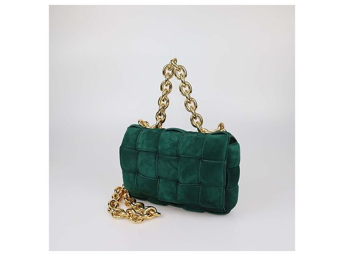 Bottega Veneta Green Intreccio Suede Padded Cassette Chain Bag Grün - Ansicht 2