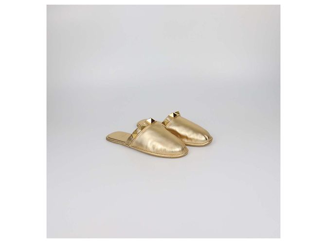 Pantofole Roman Stud in pelle dorata Valentino D'oro - vista 2