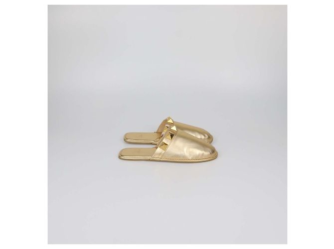 Pantofole Roman Stud in pelle dorata Valentino D'oro - vista 3