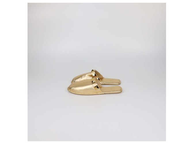 Pantofole Roman Stud in pelle dorata Valentino D'oro - vista 4