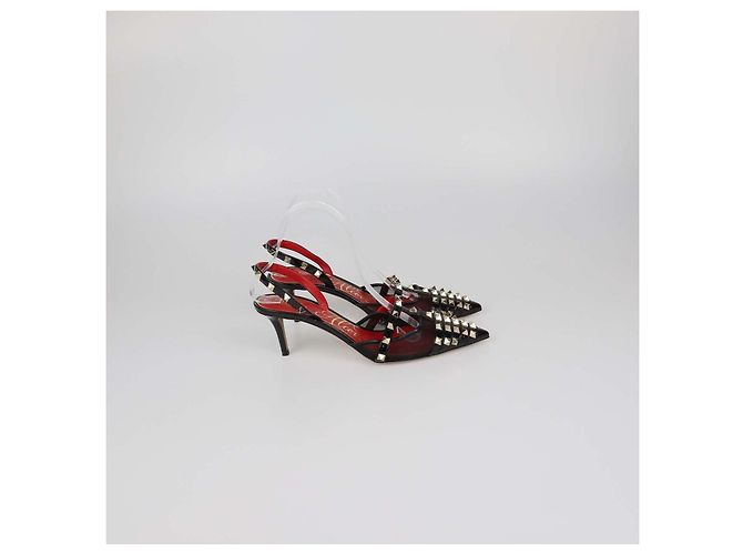 Décolleté Slingback Alcove Rockstud in mesh nero e pelle verniciata Valentino - vista 3