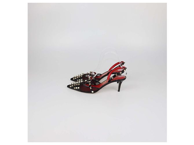 Décolleté Slingback Alcove Rockstud in mesh nero e pelle verniciata Valentino - vista 4