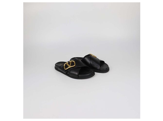 Sandali bassi VLogo in pelle nera Valentino Nero - vista 2