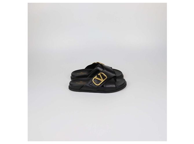 Sandali bassi VLogo in pelle nera Valentino Nero - vista 3