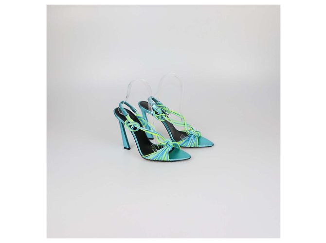Sandali Slingback Gippy in gomma Cerulean/Giallo Fluo Saint Laurent Verde - vista 2