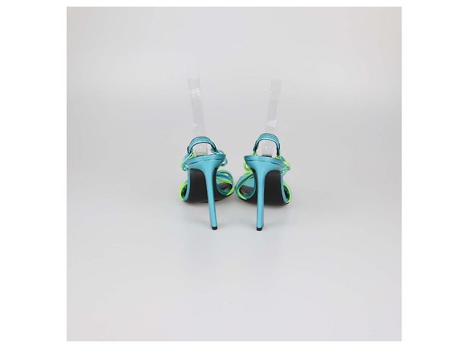 Sandali Slingback Gippy in gomma Cerulean/Giallo Fluo Saint Laurent Verde - vista 5