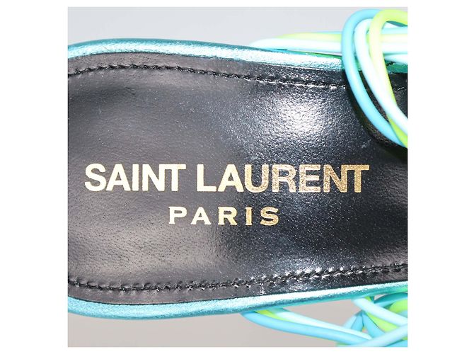 Sandali Slingback Gippy in gomma Cerulean/Giallo Fluo Saint Laurent Verde - vista 6