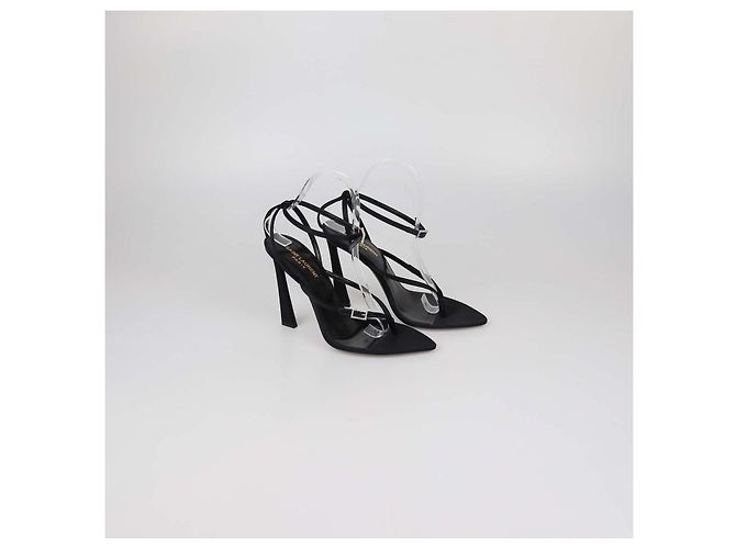 Sandales à bride à la cheville Nadja en satin noir Saint Laurent - vue 2