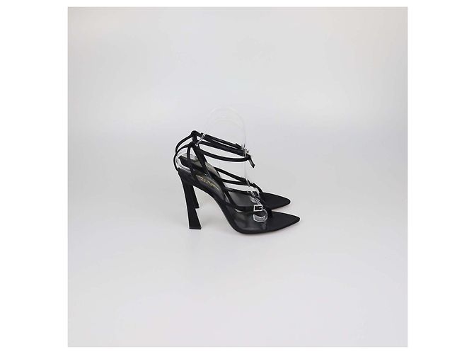 Sandales à bride à la cheville Nadja en satin noir Saint Laurent - vue 3