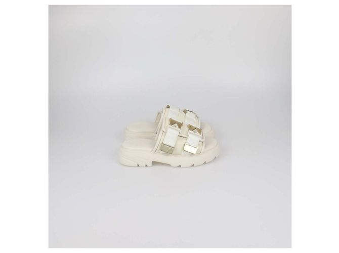 Sandali Bottega Veneta White Nylon Flash Bomber Slide Bianco - vista 3