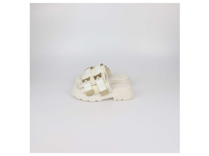 Sandali Bottega Veneta White Nylon Flash Bomber Slide Bianco - vista 4