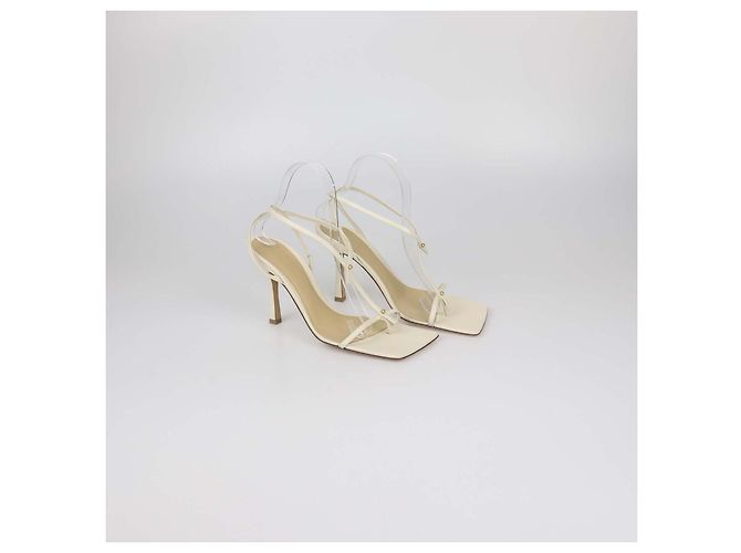 Sandali T-Strap in pelle Off White Bottega Veneta Crudo - vista 2
